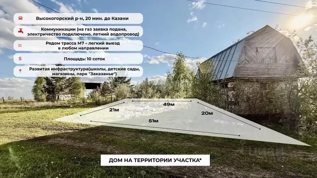 Участок в Татарстан, Высокогорское с/пос, Заря садоводческое ... - Фото 1