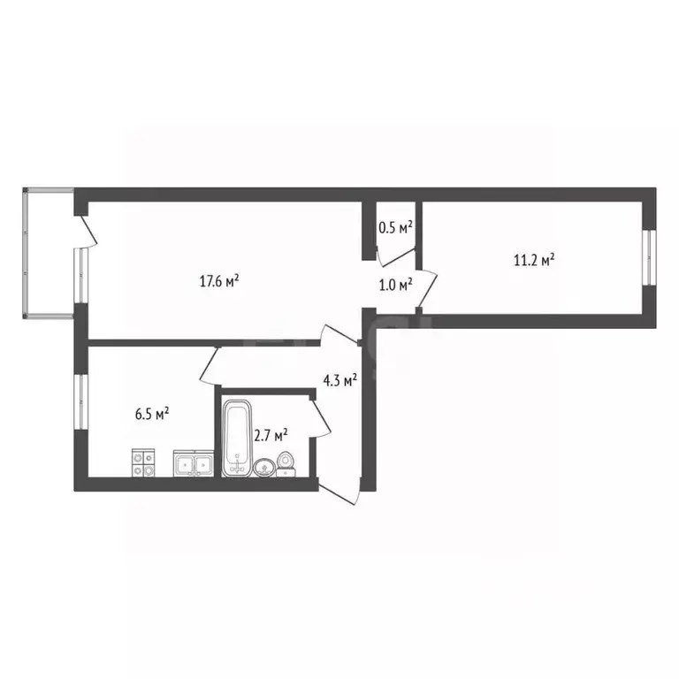 2-к кв. Севастополь ул. Хрусталева, 29 (43.8 м) - Фото 2
