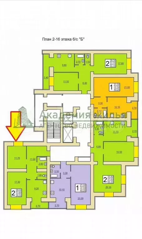 2-к. квартира, 56,5 м, 6/16 эт. - Фото 0