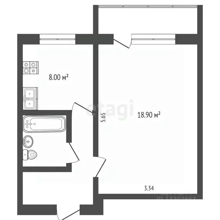 1-к кв. Ханты-Мансийский АО, Сургут ул. Грибоедова, 4/2 (33.2 м) - Фото 1