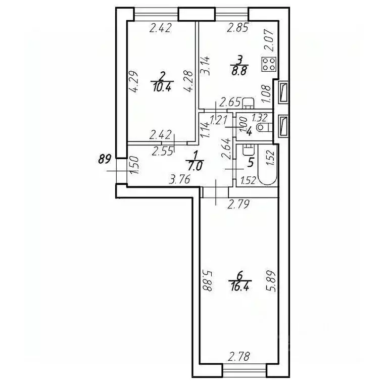 2-к кв. Санкт-Петербург пос. Шушары, Московское ш., 256к8 (46.2 м) - Фото 1