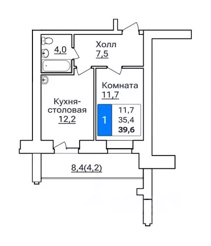 1-к кв. Амурская область, Благовещенск ул. Горького, 205 (39.6 м) - Фото 0