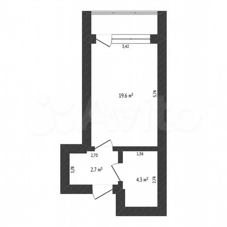 Квартира-студия, 28,7 м, 1/3 эт. - Фото 0