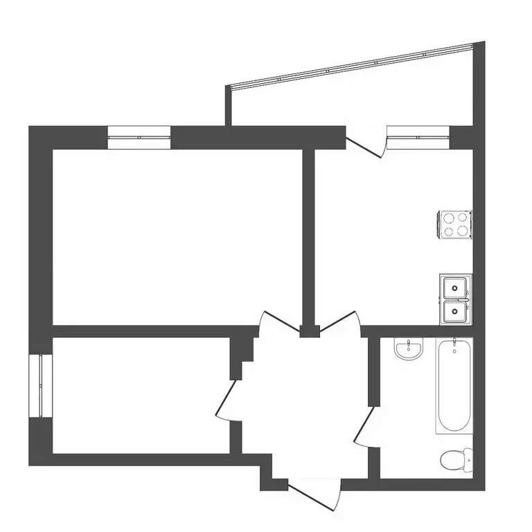 2-комнатная квартира: Тюмень, улица Газовиков, 49 (43.5 м) - Фото 1