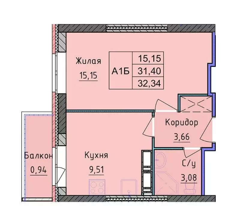 1-комнатная квартира: Ярославль, Тутаевское шоссе, 109 (32.34 м) - Фото 2
