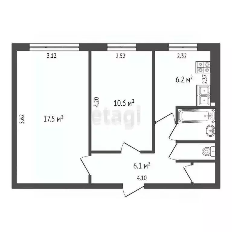 2-к кв. Архангельская область, Новодвинск Двинская ул., 34 (44.5 м) - Фото 1