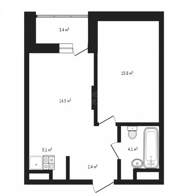 1-комнатная квартира: Тюмень, улица Ю.-Р.Г. Эрвье, 34к1 (47.5 м) - Фото 0