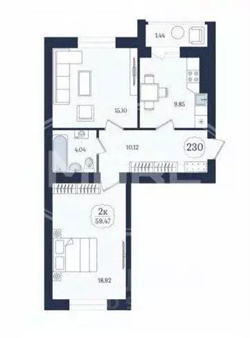 2-к кв. Калининградская область, Зеленоградск  (58.3 м) - Фото 2