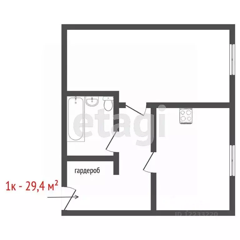 1-к кв. Свердловская область, Екатеринбург ул. Блюхера, 67к2 (30.0 м) - Фото 2