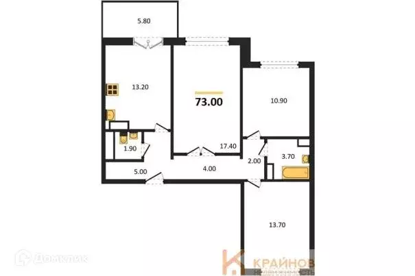 Продаётся 3-к квартира, 73 м - Фото 1