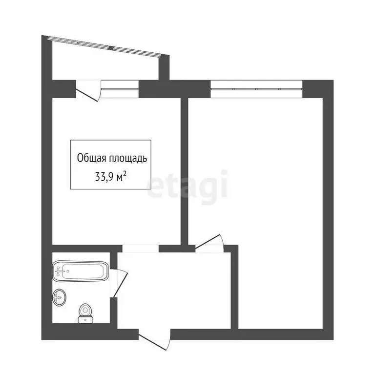 1-комнатная квартира: Томск, улица Ивана Черных, 119А (33.9 м) - Фото 0