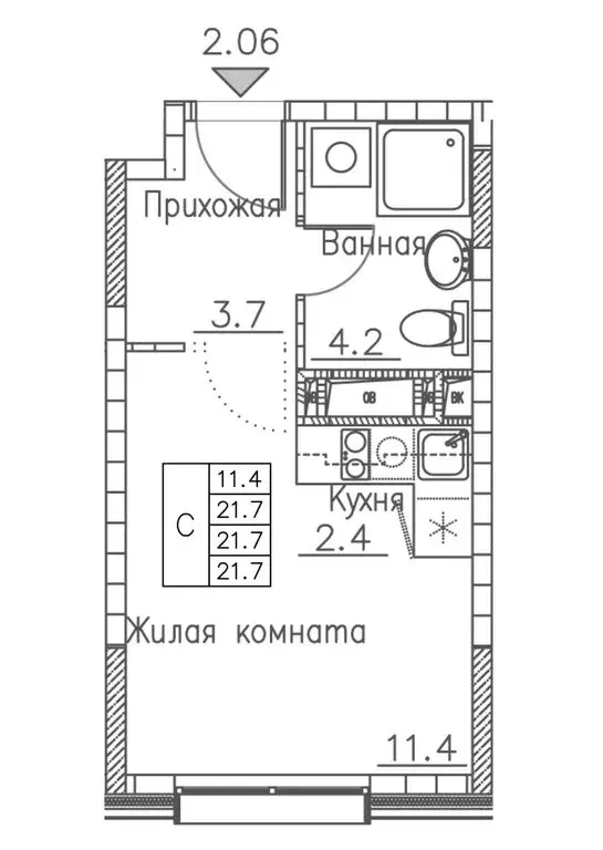 Квартира-студия: Владивосток, улица Расула Гамзатова, 7к1 (21.7 м) - Фото 0