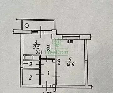 1-к. квартира, 35,9 м, 6/9 эт. - Фото 0