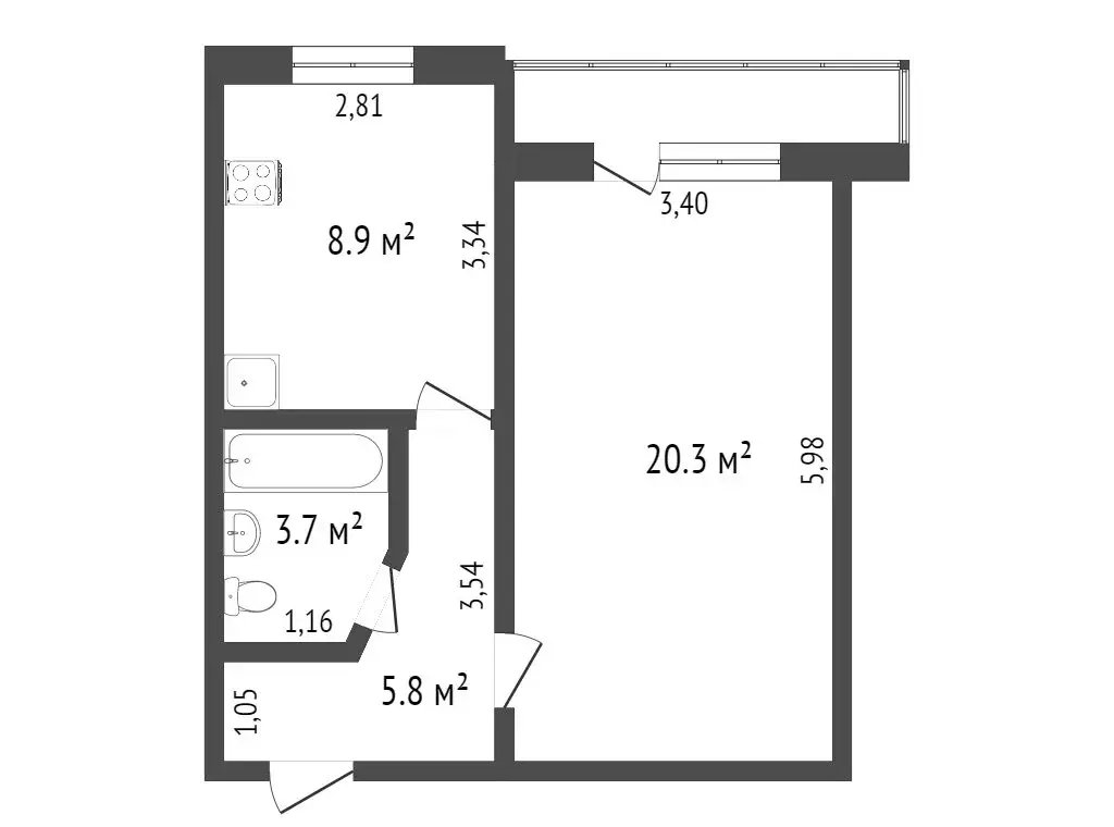 1-комнатная квартира: Улан-Удэ, 111-й микрорайон, 15 (38 м) - Фото 1