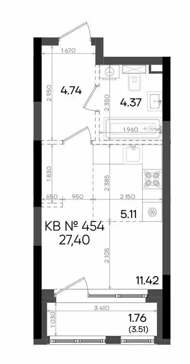 1-комнатная квартира: Казань, улица Аделя Кутуя, 181 (27.4 м) - Фото 0