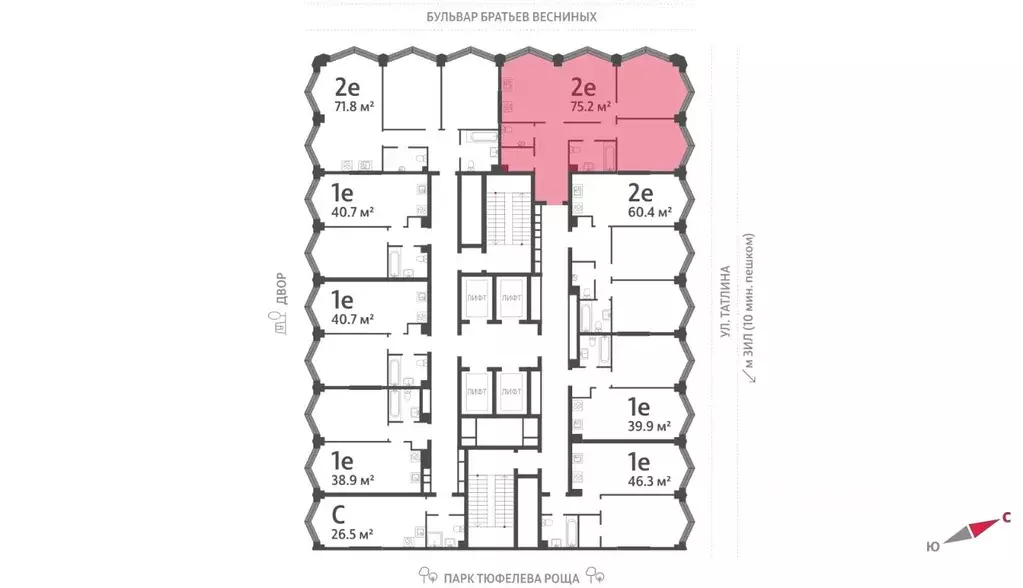 2-к кв. Москва Зиларт жилой комплекс, 21/22 (75.2 м) - Фото 1