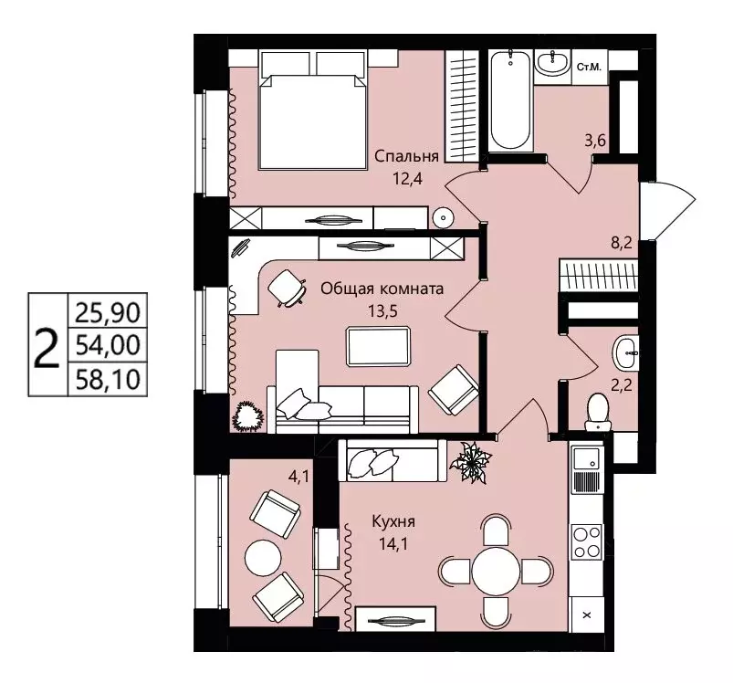 2-комнатная квартира: Саранск, жилой район Юбилейный, 3-й микрорайон, ... - Фото 1