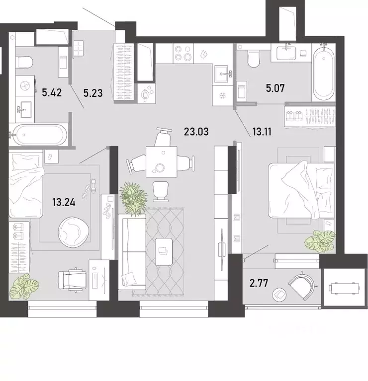 2-к кв. Тульская область, Тула ул. Фридриха Энгельса, 74 (67.87 м) - Фото 1
