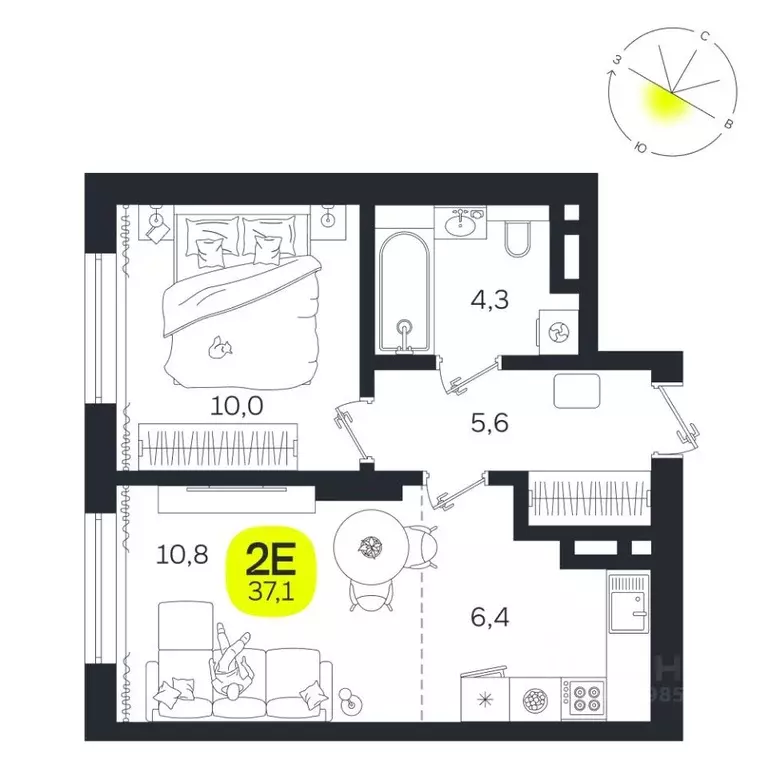 2-к кв. Свердловская область, Екатеринбург Южная Ботаника жилрайон, ... - Фото 1