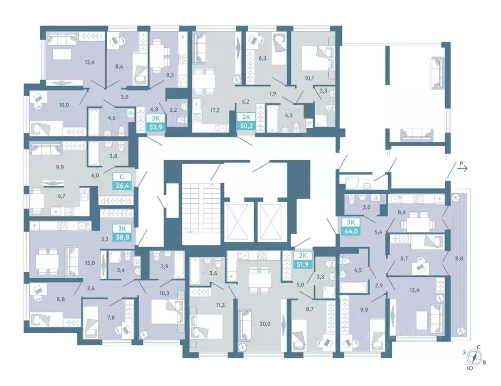 Студия Тюменская область, Тюмень Айрис жилой комплекс (26.4 м) - Фото 2