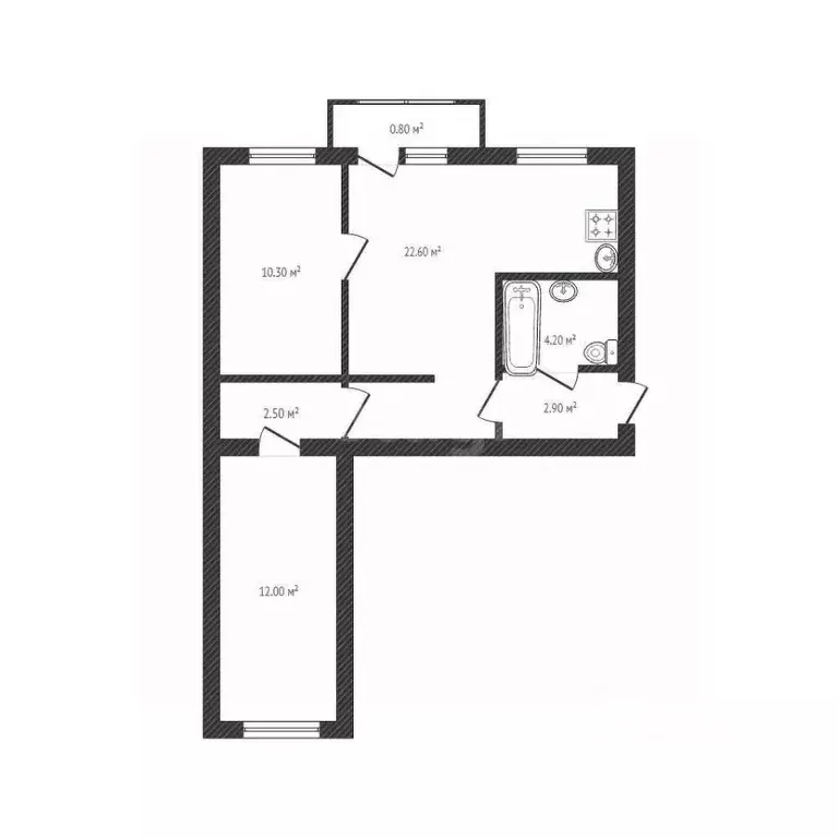 3-к кв. Брянская область, Брянск Новозыбковский пер., 1 (56.98 м) - Фото 2