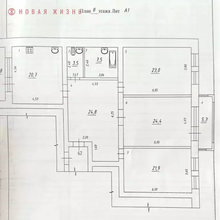 3-к кв. Самарская область, Самара Ленинская ул., 228 (130.9 м) - Фото 2