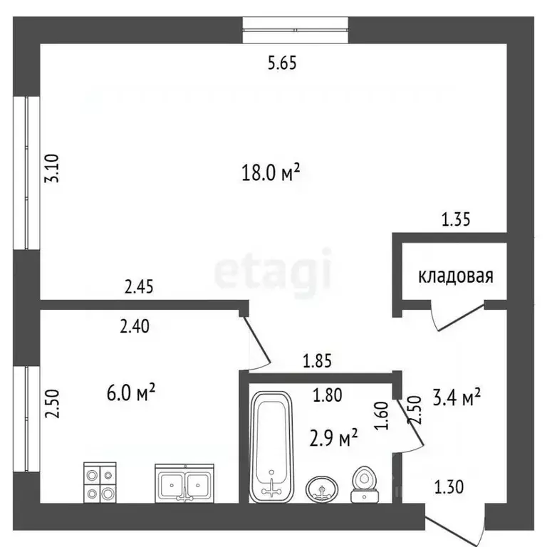 1-к кв. Челябинская область, Миасс просп. Макеева, 26 (30.4 м) - Фото 2