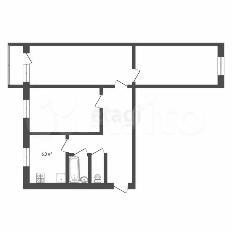 3-к. квартира, 55,4 м, 5/6 эт. - Фото 0