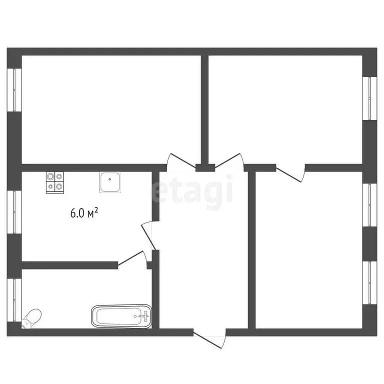 3-комнатная квартира: Камышлов, улица Черепанова, 8 (67 м) - Фото 1