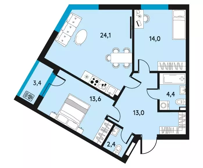 3-комнатная квартира: Пермь, улица Пушкина, 91 (73.2 м) - Фото 0