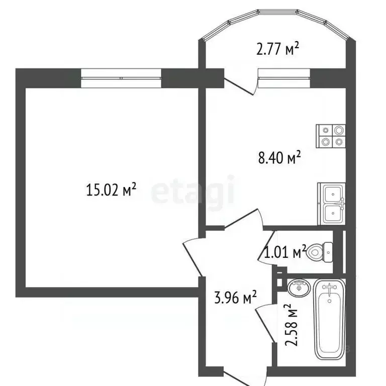 1-к кв. Чувашия, Чебоксары ул. Академика В.Н.Челомея, 5 (31.3 м) - Фото 2
