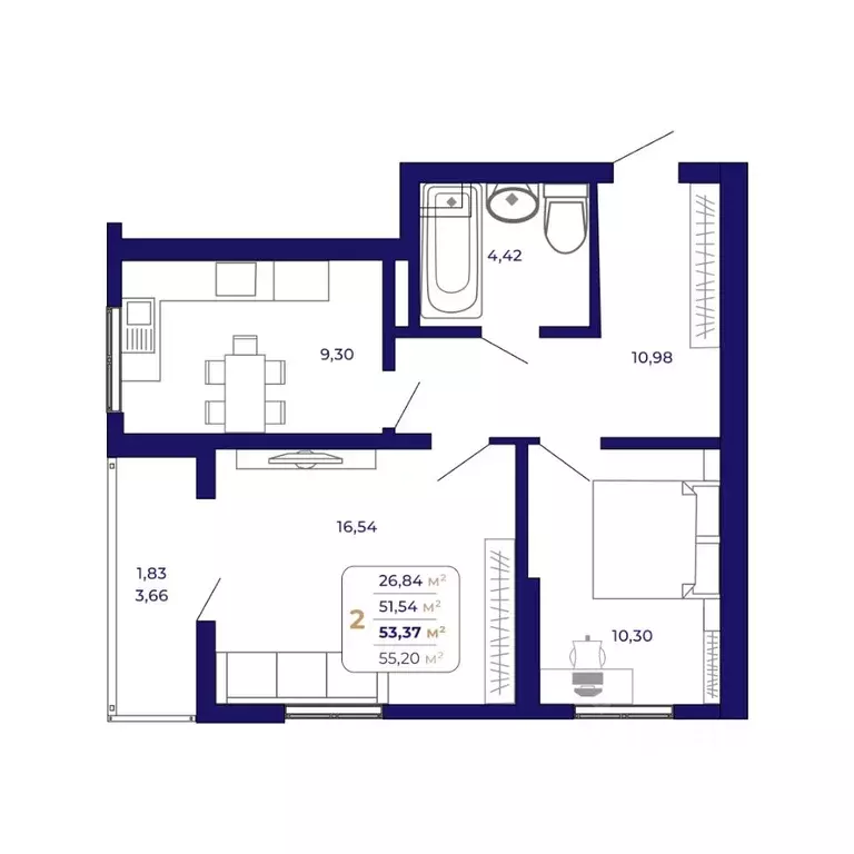 2-к кв. Башкортостан, Уфа Затон-Восточный жилрайон, Паруса жилой ... - Фото 1