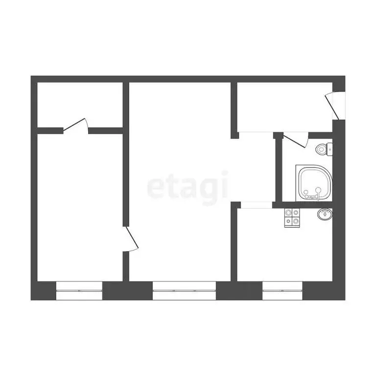 2-комнатная квартира: Иркутск, Коммунистическая улица, 74 (45.1 м) - Фото 1