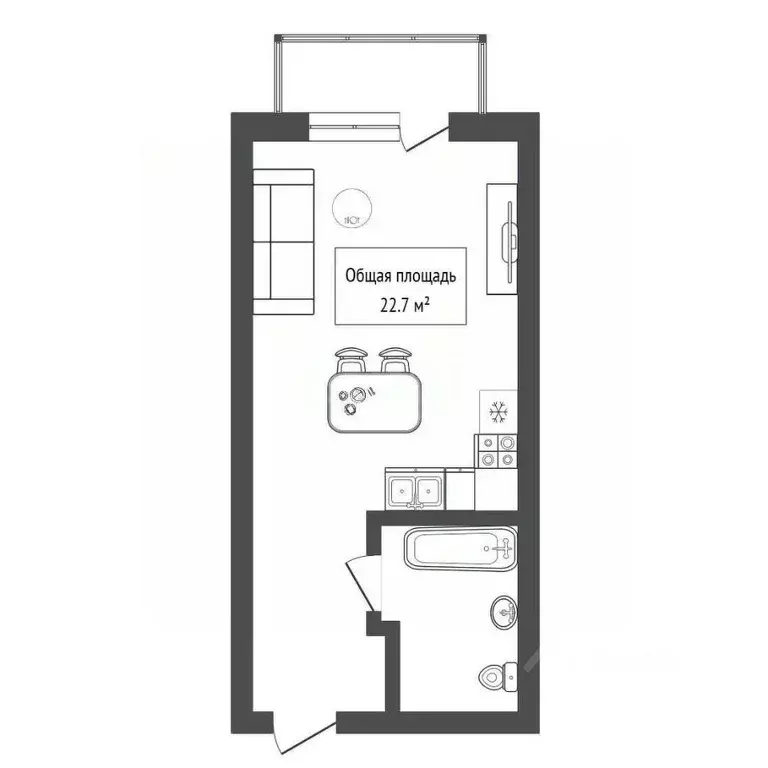 Студия Новосибирская область, Новосибирск ул. Виктора Уса, 7 (22.7 м) - Фото 2