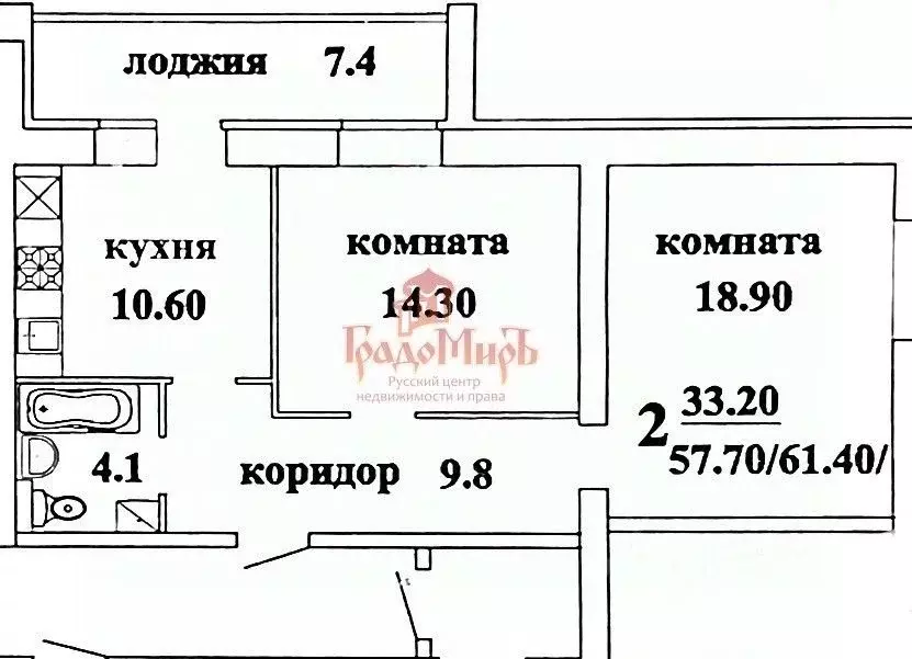 2-к кв. Владимирская область, Александров ул. Институтская, 4 (61.4 м) - Фото 1