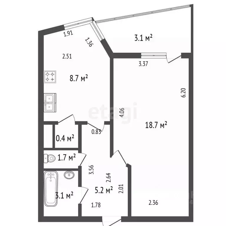 1-к кв. Санкт-Петербург Пловдивская ул., 1/10 (37.8 м) - Фото 1