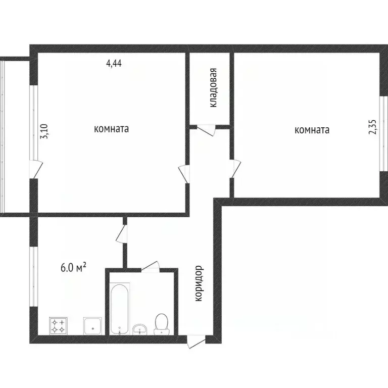 2-к кв. Калужская область, Калуга ул. Веры Андриановой, 5 (47.5 м) - Фото 1