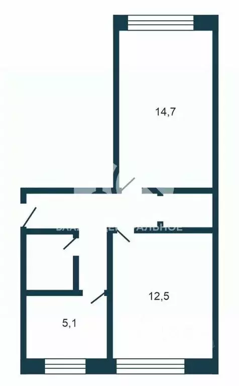 Квартира, 2 комнаты, 43.8 м - Фото 0