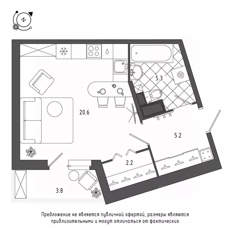 Студия Санкт-Петербург Черниговская ул., 13к2 (35.8 м) - Фото 0