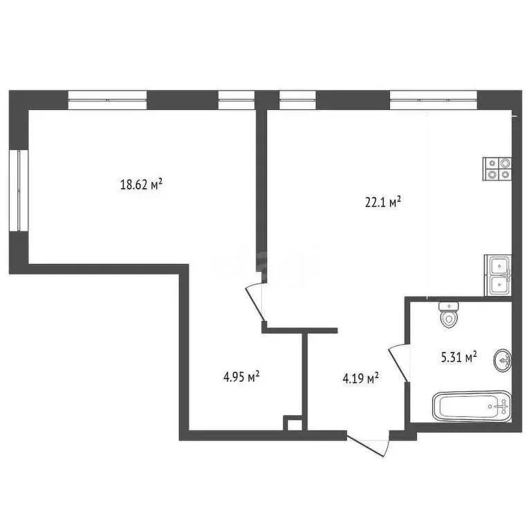 1-комнатная квартира: Тюмень, улица Тимофея Чаркова, 93 (55.2 м) - Фото 1