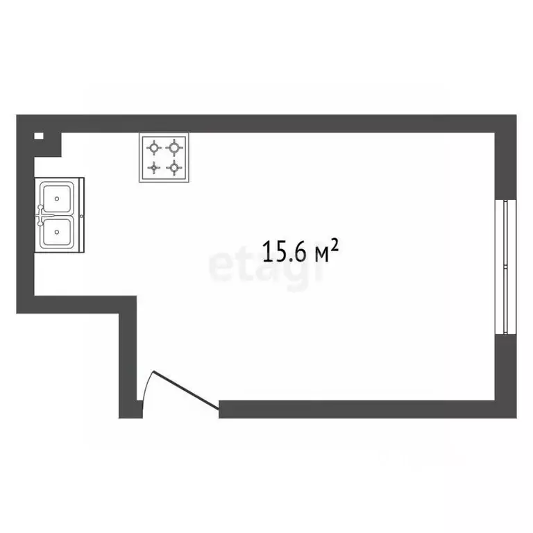 Студия Санкт-Петербург дор. Муринская, 29 (21.8 м) - Фото 1