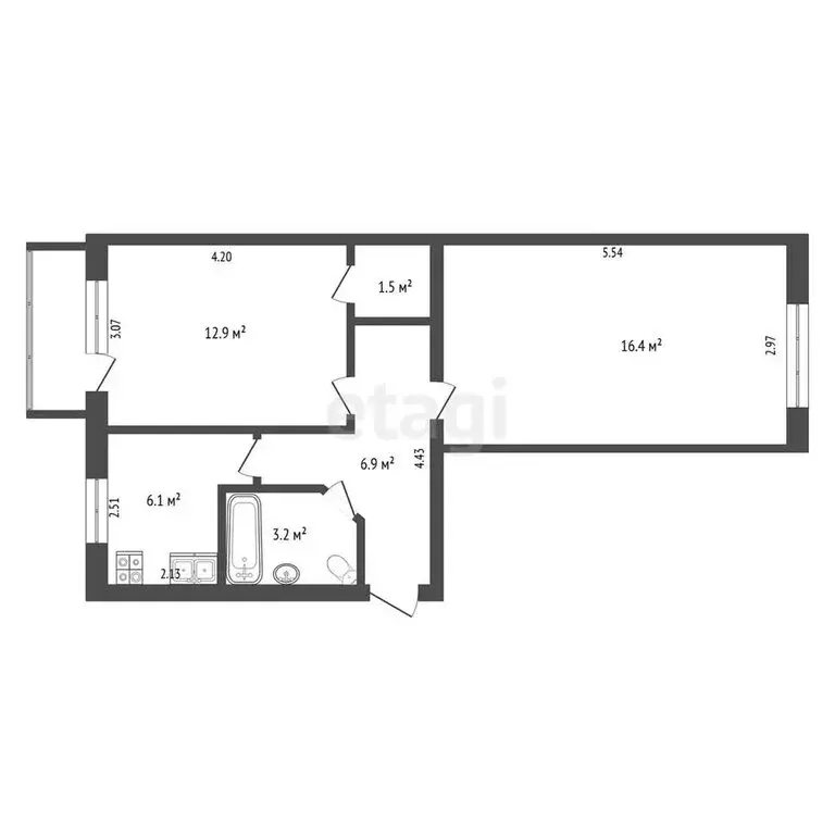 2-комнатная квартира: Петрозаводск, улица Калинина, 26 (47 м) - Фото 0