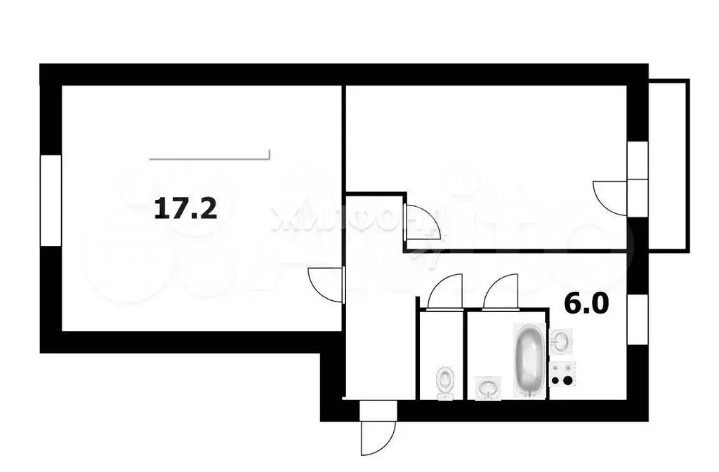 Комната 17,2 м в 2-к., 4/5 эт. - Фото 1