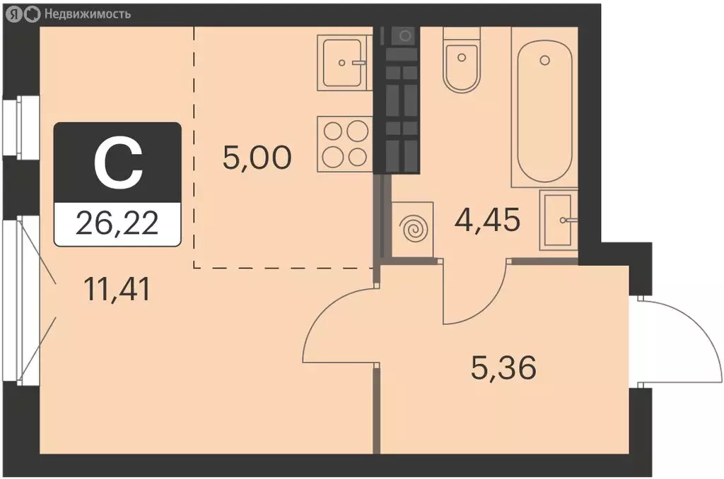 Квартира-студия: Екатеринбург, ЖК Спутник-1 (26 м) - Фото 0