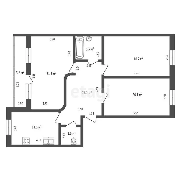3-комнатная квартира: Стерлитамак, улица Артёма, 15 (89.9 м) - Фото 0