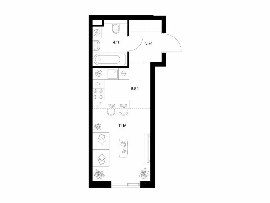 Квартира-студия: Казань, ЖК Таулар (25.53 м) - Фото 1