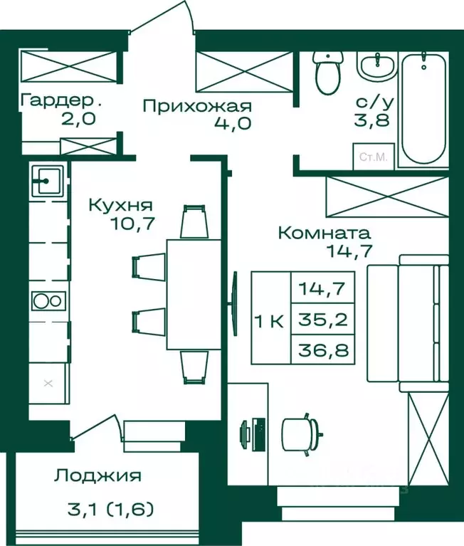 1-к кв. Алтай, Майминский район, с. Майма  (36.8 м) - Фото 0