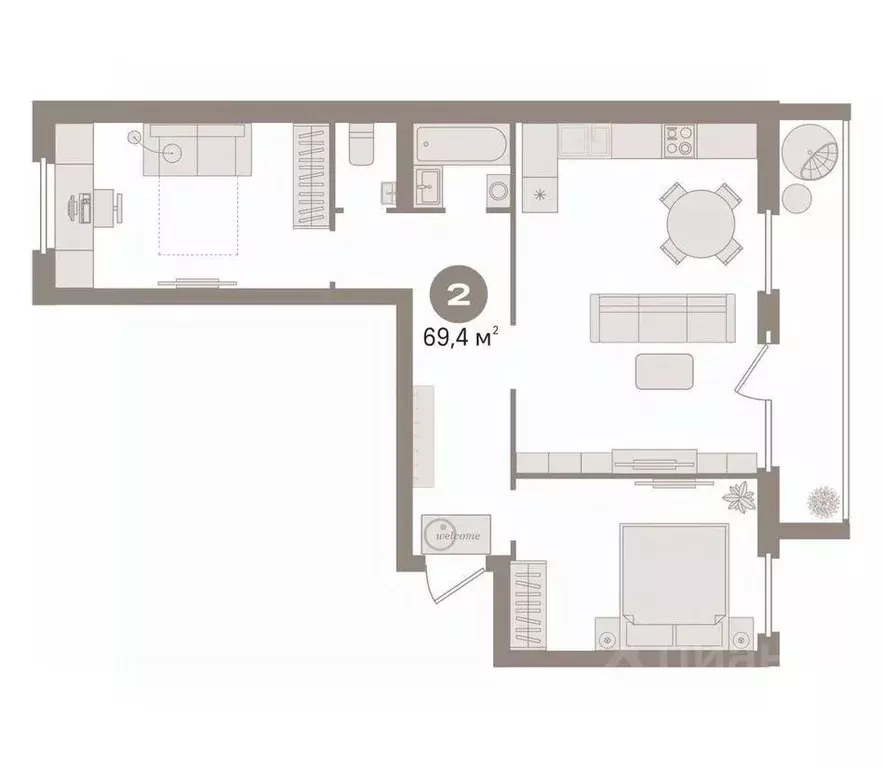 2-к кв. Тюменская область, Тюмень Солнечный проезд, 8к2 (69.4 м) - Фото 2