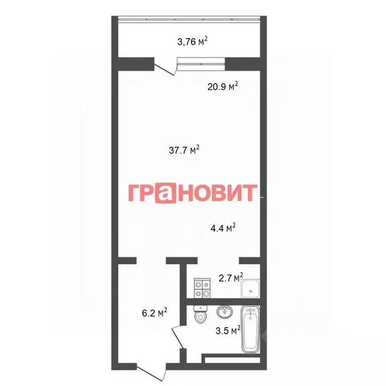 Студия Новосибирская область, Новосибирск ул. Дмитрия Шмонина, 1 (37.7 ... - Фото 1