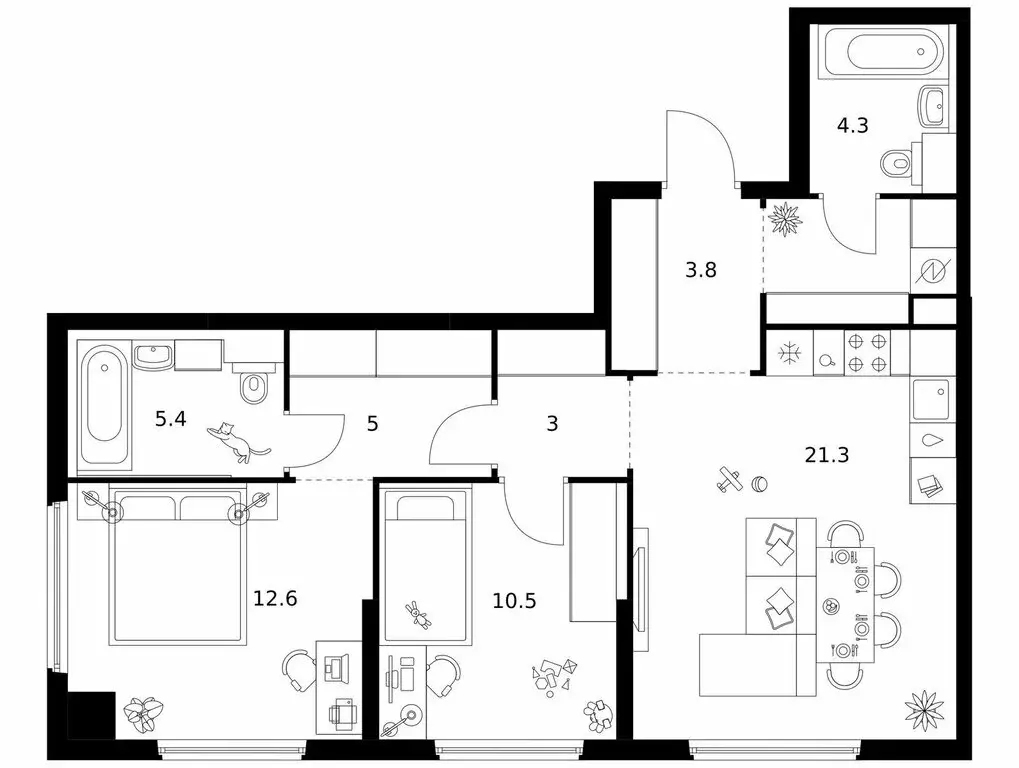 2-комнатная квартира: Москва, ЖК Кронштадтский 9 (70.2 м) - Фото 0